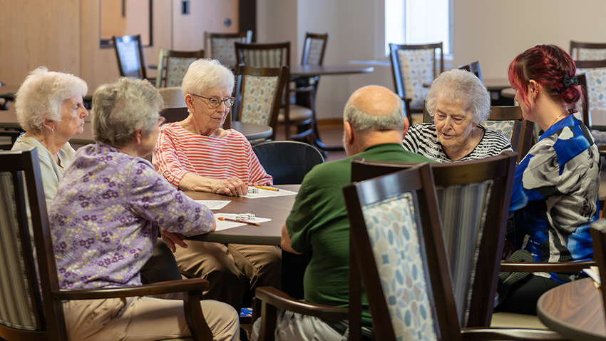 Residents at the Friendship Manor Activity Center